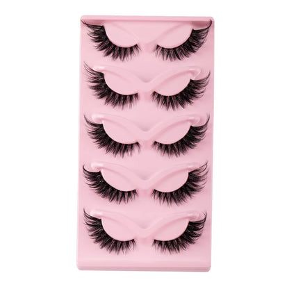 5 Pairs Cat Eye Lashes Faux Mink Eyelashes Natural Long Manga Lashes Winged End Eye Elongated Eyelashes Fake Lashes Makeup