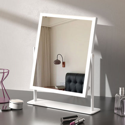 Vanity Makeup Mirror with Lights Bluetooth Metal Tabletop White